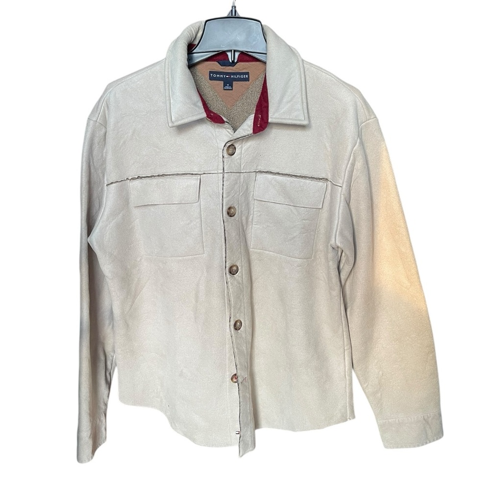 Tommy Hilfiger Cream Fleece Lined Button Shirt Soft Outdoor Shirt/Jacket Medium